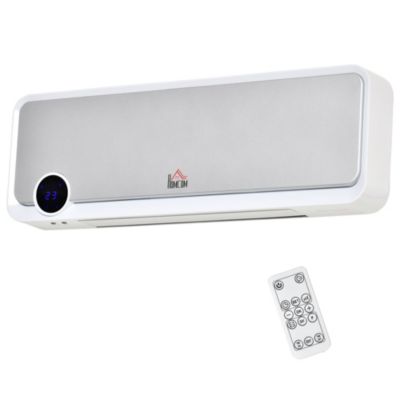 Radiateur mural soufflant oscillant 2000 W - chauffage céramique PTC - 3 niveaux de puissance - télécommande incluse blanc argenté