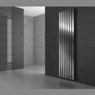 Radiateur à Panneaux Design Stella, 1600 x 480 mm, Chrome, avec Connexion Central, Plat, Vertical, Monocouche
