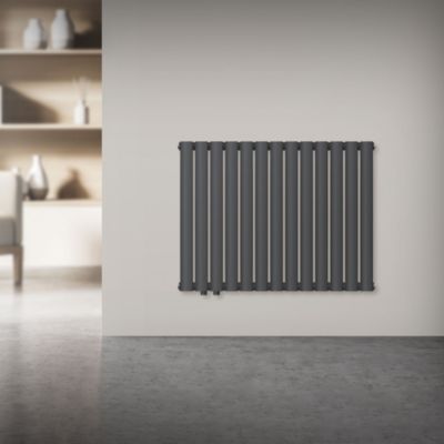 Radiateur à Panneaux Double Couche, 600x780 mm, Anthracite, en Acier, Raccord en Bas à Gauche, Tubes Ovales