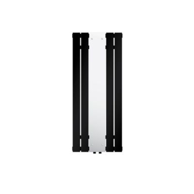 Radiateur plat vertical noir 45x120 cm + miroir et kit raccordement universel
