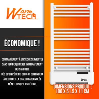 Radiateur sèche serviettes avec fluide 500W + soufflerie 1000W - Warmtech