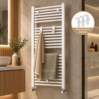 Radiateur sèche-serviettes circuit de chauffage 120 cm x 50 cm finition BLANC brillant en acier Kibath
