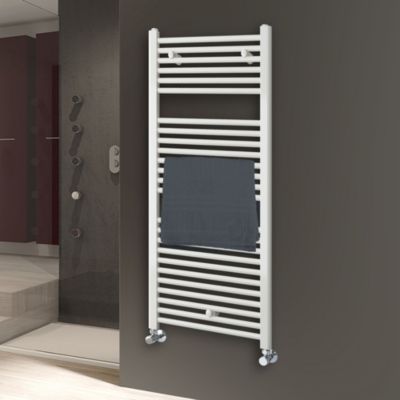 Radiateur sèche-serviettes circuit de chauffage 120 cm x 50 cm finition BLANC brillant en acier Kibath