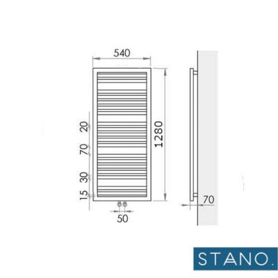 Radiateur sèche-serviettes eau chaude design KLEA 128 x 54 cm noir mat