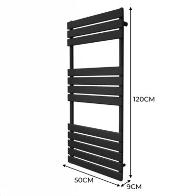 Radiateur Sèche Serviettes à Panneau Plat   1200mm x 500mm   Noir
