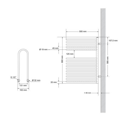 Radiateur Salle de Bain, 500x800 mm, Anthracite, en Acier Revêtu par Poudre