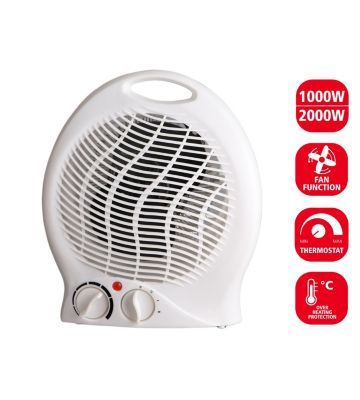 Radiateur soufflant fixe 2000W, 2 vitesses, blanc
