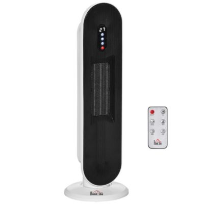 Radiateur soufflant oscillant céramique PTC 2000W - 2 niv. puissance - chauffage d'appoint télécommande blanc noir