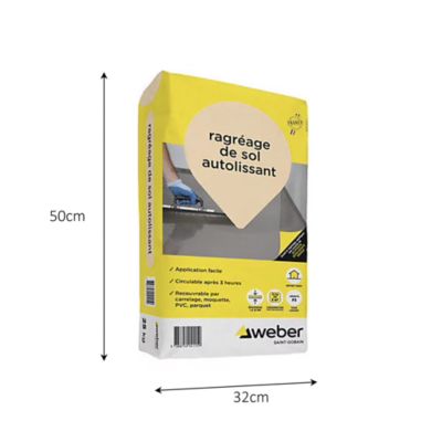Ragréage de sol autolissant Weber 25kg