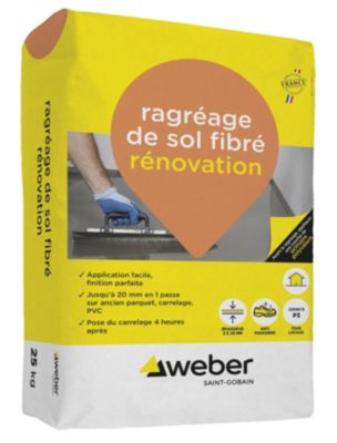 Ragréage de sol fibré rénovation Weber 25+5kg