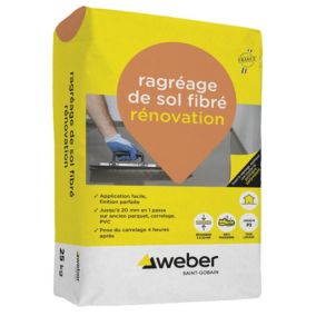 Ragréage de sol fibré rénovation Weber 25+5kg