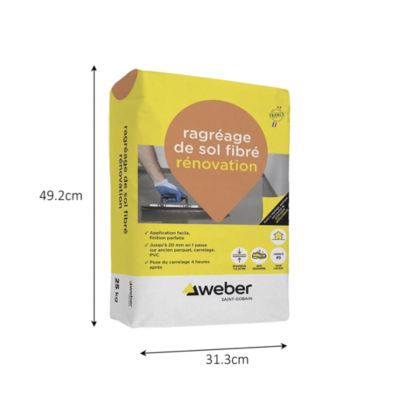 Ragréage de sol fibré rénovation Weber 25kg