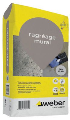 Ragréage mural gris clair Weber 25kg