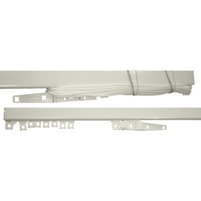 Rail à rideau ouverture latérale acier blanc L.1,8 m fixation mur ou ...