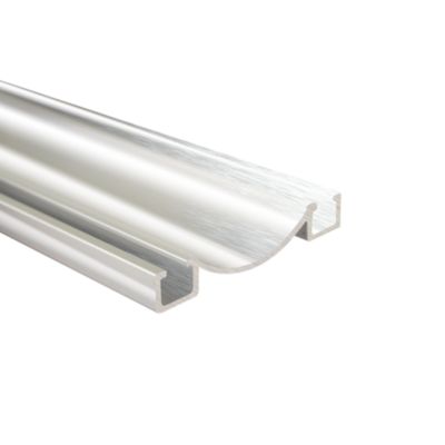Rail bas alu pour placard coulissant - 3000mm - Inox Brossé