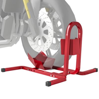 Rail de support universel pour moto - support béquille moto - bloque roue 17 à 21 pouces métal époxy rouge