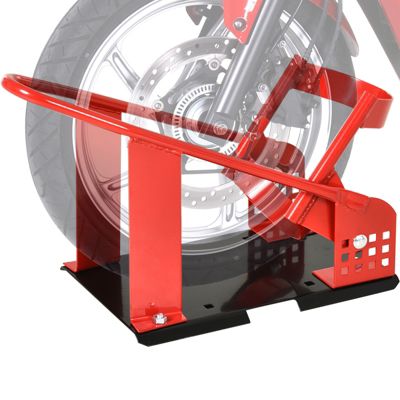 Rail de support universel pour moto - support béquille moto - bloque roue 8-15,5 cm - métal thermolaqué rouge noir
