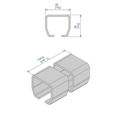 Rail en INOX 304L SLID'UP 2000 - L 1,95 m - 200 kg