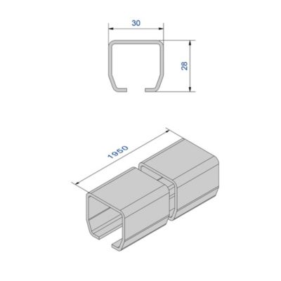 Rail en INOX 304L SLID'UP 2000 - L 1,95 m - 60 kg