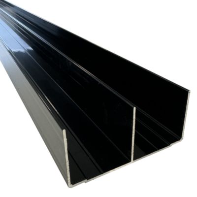 Rail haut alu pour placard coulissant - 1950mm - Laqué noir