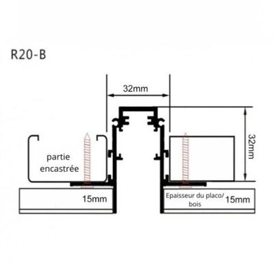 Rail Magnétique Encastré 48V 1m NOIR - SILAMP