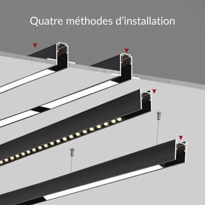 Rail Magnétique Encastré 48V 2m NOIR pour Enduit - SILAMP