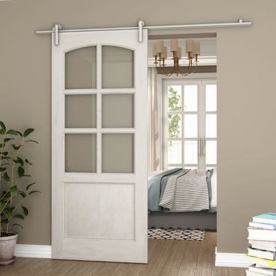 Rail porte coulissante - 2M - En applique - Porte en bois - Argent