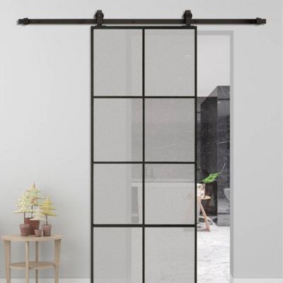 Rail porte coulissante - 2M - Porte en bois, verre, aluminium - Noir