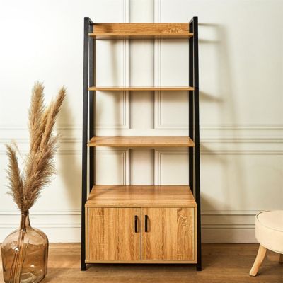 RAJIO - Meuble Etagère Industriel Effet Bois et Métal