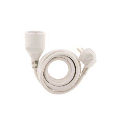 Rallonge 1,90m - HO3VVH2F 2x0,75mm² 6A - blanc - Zenitech