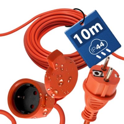 Rallonge de jardin orange Schuko 10 m 3x1,5 mm² IP44 HOROZ
