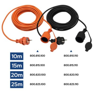 Rallonge de jardin orange Schuko 10 m 3x1,5 mm² IP44 HOROZ
