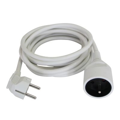 Rallonge électrique câble H05VVF 3G1,5 mm², 3680 W coloris blanc longueur 3 m