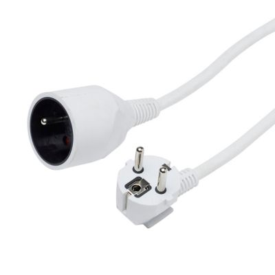 Rallonge électrique câble H05VVF 3G1,5 mm², 3680 W coloris blanc longueur 3 m