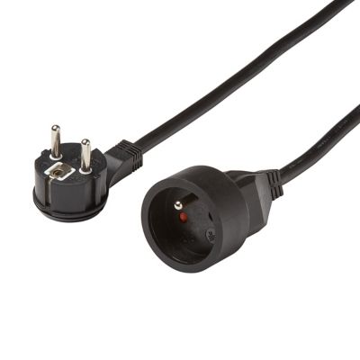 Rallonge intérieur H05VV-F Diall 3 x 1.5 mm² 3m + prise noir
