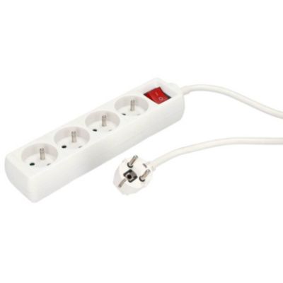 Rallonge multiprise électrique Edo 4 prises avec terre 3m avec interrupteur Blanc 1 pc