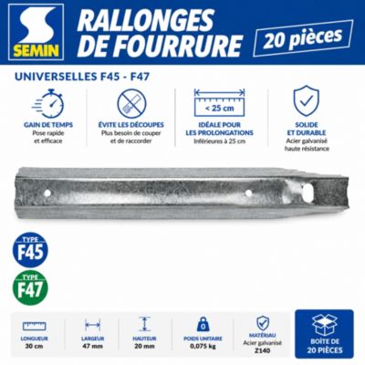 Rallonges de Fourrure Universelle Semin F45/F47, 30 cm, Boîte de 20 (lot de 2)