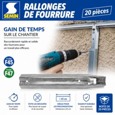Rallonges de Fourrure Universelle Semin F45/F47, 30 cm, Boîte de 20 (lot de 3)