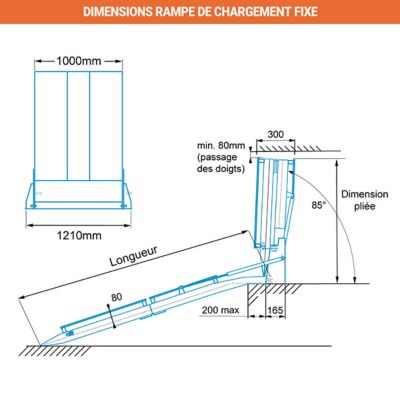 Rampe 1800mm - Hauteur à franchir 435mm - Charge max 350kg - RLK17