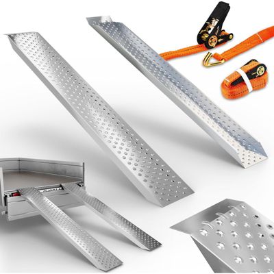 Rampe Aluminium de chargement 2 pièces total 400kg inclus sangles de tension