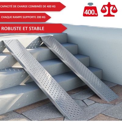 Rampe Aluminium de chargement 2 pièces total 400kg inclus sangles de tension