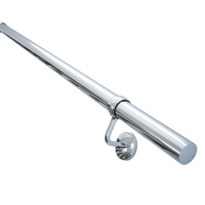 Rampe arrondie pour escalier FORTIA en acier coloris argent