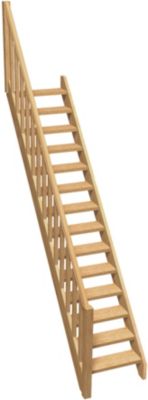 Rampe balustre rectangle sapin escalier 1/4 tournant Kordo