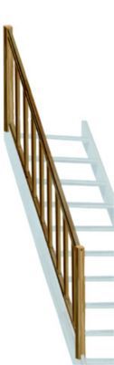 Rampe balustre rectangle sapin escalier 1/4 tournant Kordo