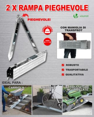 Lot De 2 Rampes De Chargement Pliables Galvanisées Antidérapantes 180 Cm - Charge Max 400 Kg