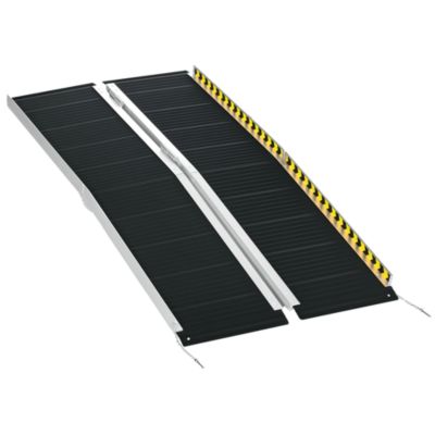 Rampe de chargement rampe d'accès antidérapante pliable avec bordures de sécurité max. 272 Kg 152L x 73l cm alu. noir