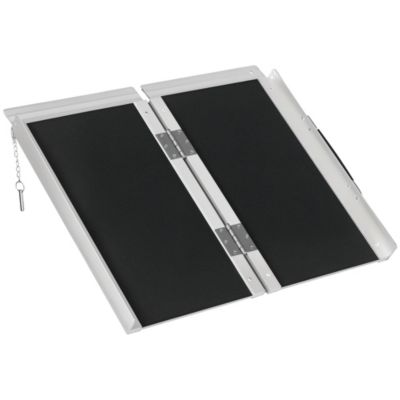 Rampe de fauteuil roulant rampe de chargement rampe d'accès antidérapante pliable avec bordures de sécurité max. 270 Kg alu. noir