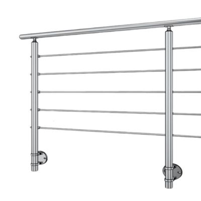 Rampe Escalier Exterieur INOX sur Poteaux - Kit Facile à Monter - Adaptable à tous les Escaliers - 4,5 mètres - Recoupable