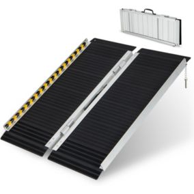 Rampe Portable en Aluminium pour Fauteuil Roulant Plaque de Transition Surface Antidérapante Autocollants Charge 272 kg