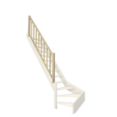 Rampe pour escalier 1/4 tournant, balustre rectangle en sapin, Kordo Normandie